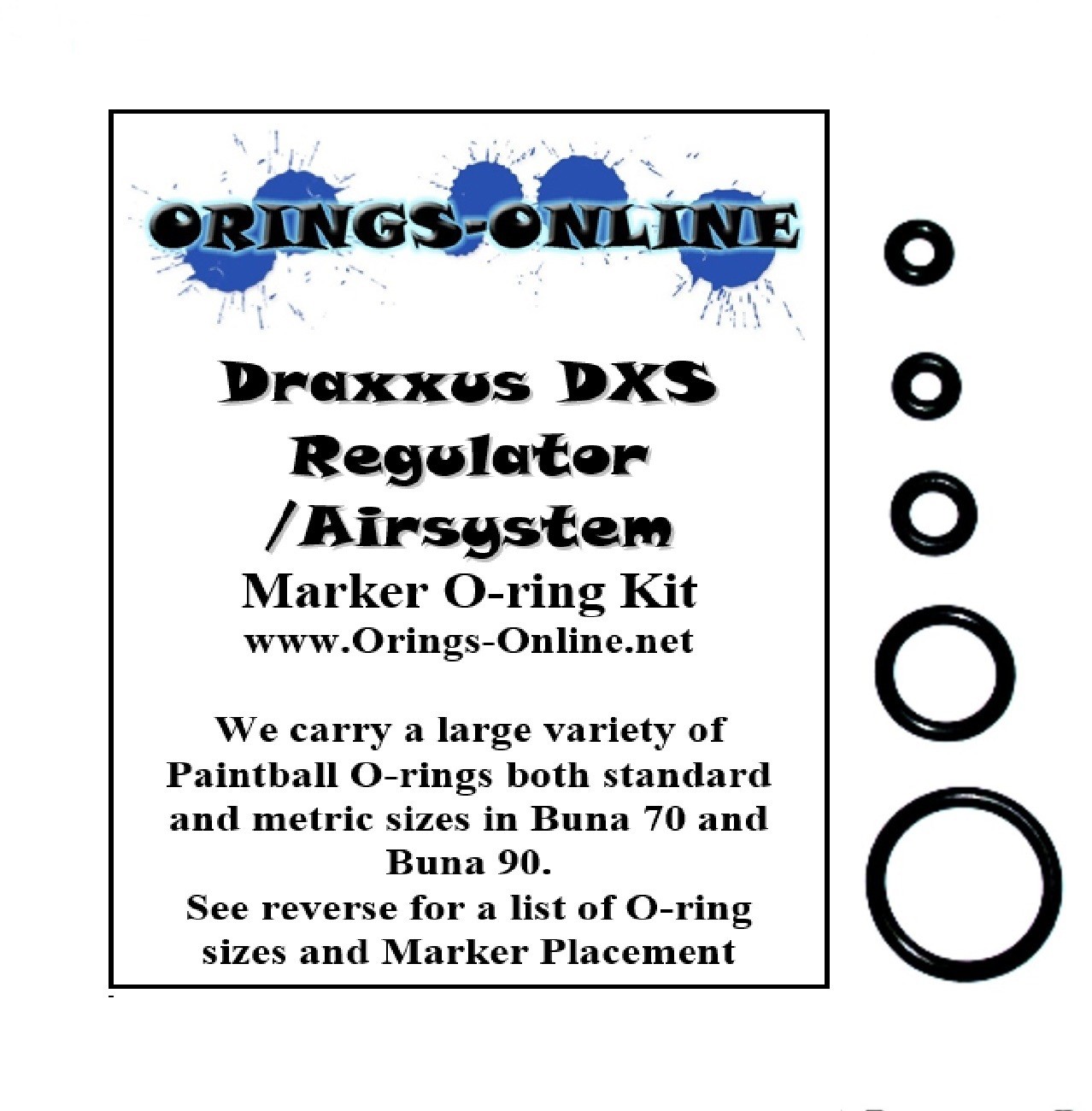 Draxxus DXS Regulator Airsystem Paintball O-ring Oring Kit x 4 rebuilds /  kits