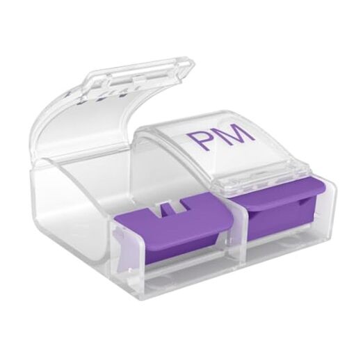 Daily Push Button Pill Case, Medicine Planner, Vitamin Organizer Box, 2 Times
