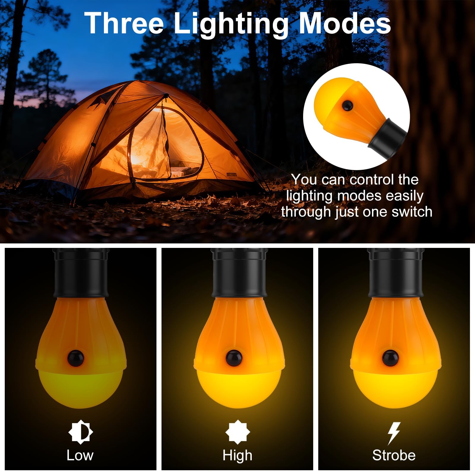 Portable Soft Amber Yellow Bug Resistant LED Hanging Camping Lantern Light