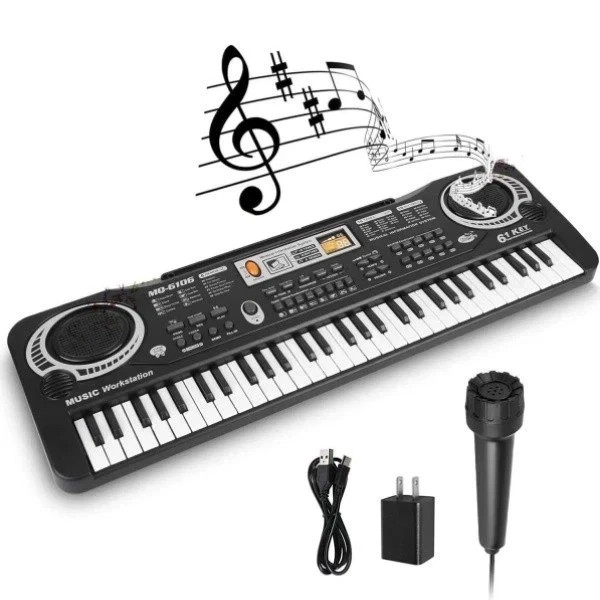 61 Key USB Electronic Digital Piano Keyboards with Microphone for Kids Beginner