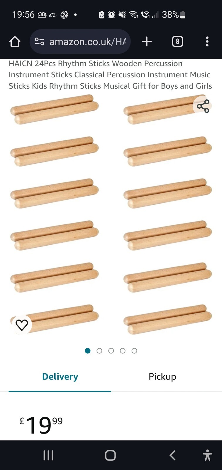 HAICN 24Pcs Rhythm Sticks Wooden Percussion Instrument Sticks Classical...