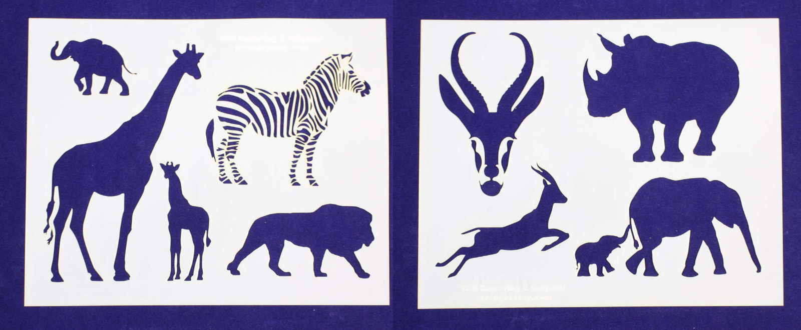 Safari Animal Stencils- 2 Pc Set- 8 x 10 -14 mil Mylar Painting/Crafts