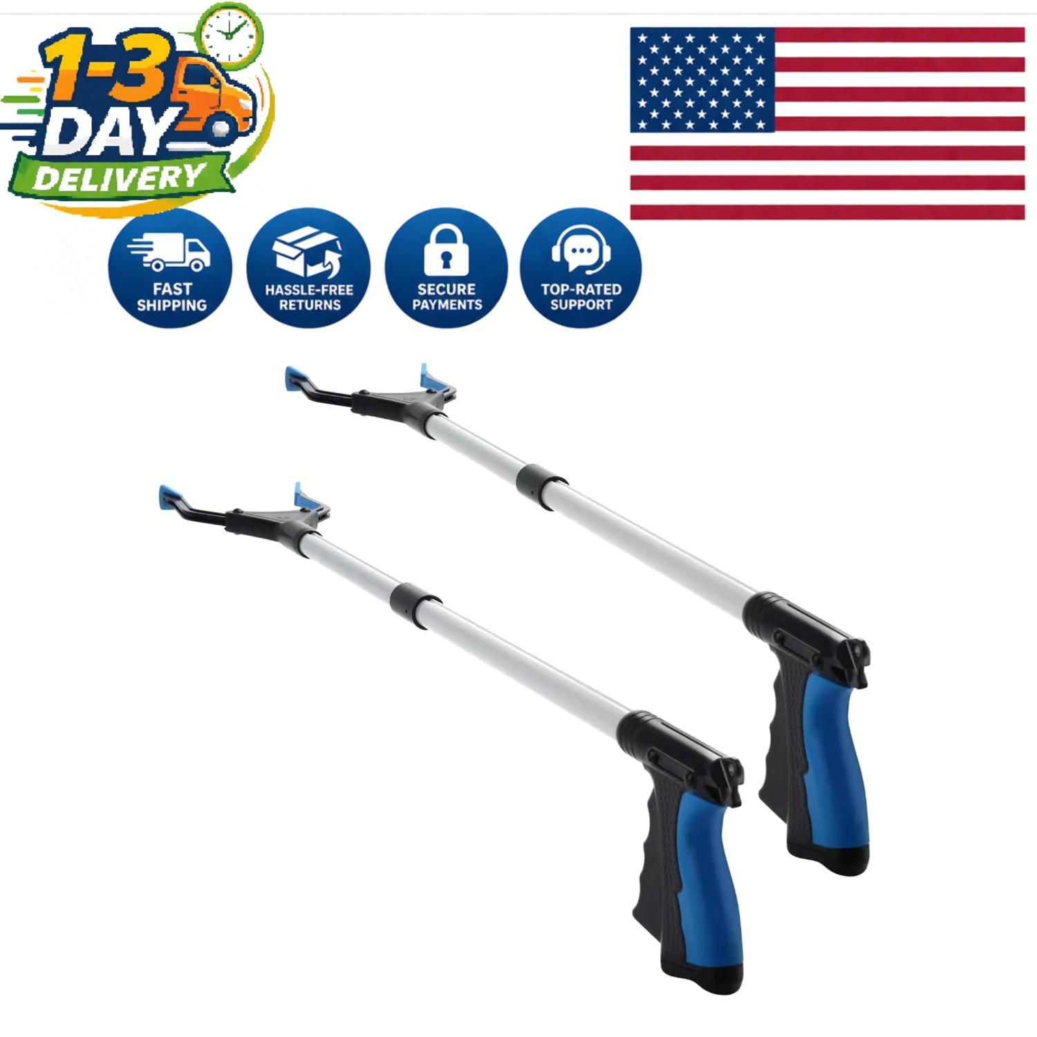 34-Inch Lightweight Grabber Reacher Tool for Elderly - Mobility Aid & Trash Claw