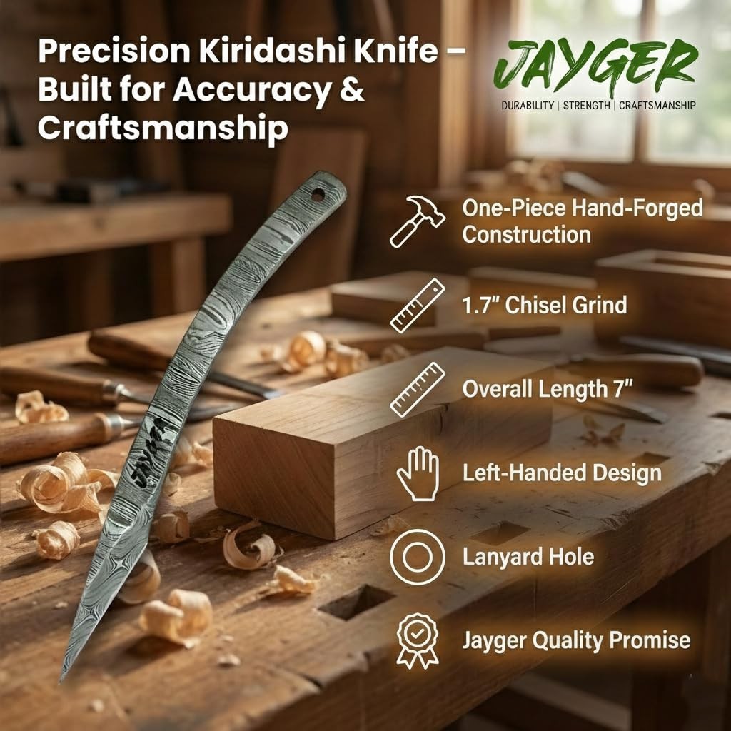 Handmade Kiridashi – Precision Japanese Left Hand Marking Tool – Damascus Ste...
