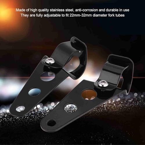 Motorcycle Headlight Brackets 26mm 2pcs Stainless Steel Adjustable Black