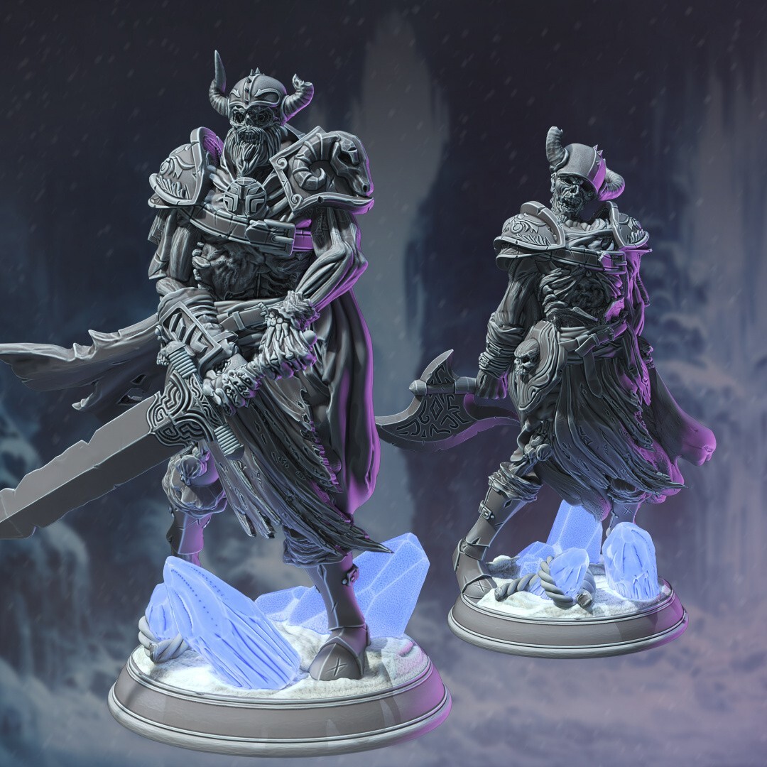 Draugr Undead Frost Skeleton Fighter Miniature x2 | D&D DnD |