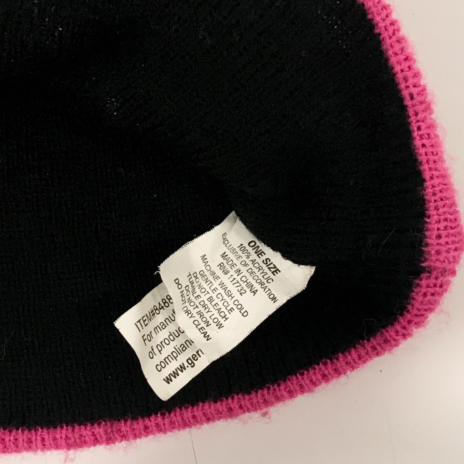 Gerry Winter Hat Beanie Black Gray Pink Stripes