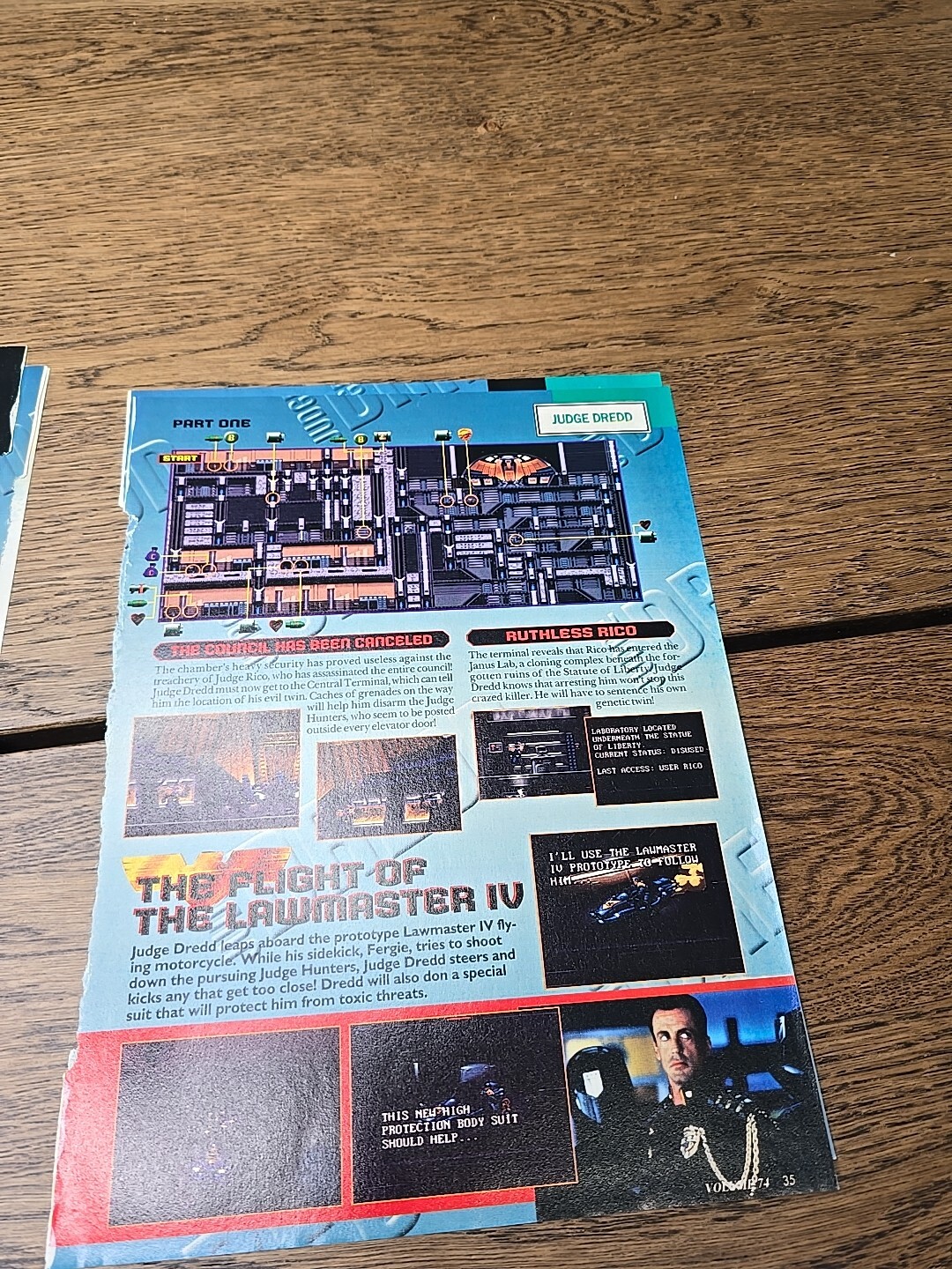Judge Dredd Nintendo Power Magazine Guide Pullout Cheat Sheets Cut Outs Vintage