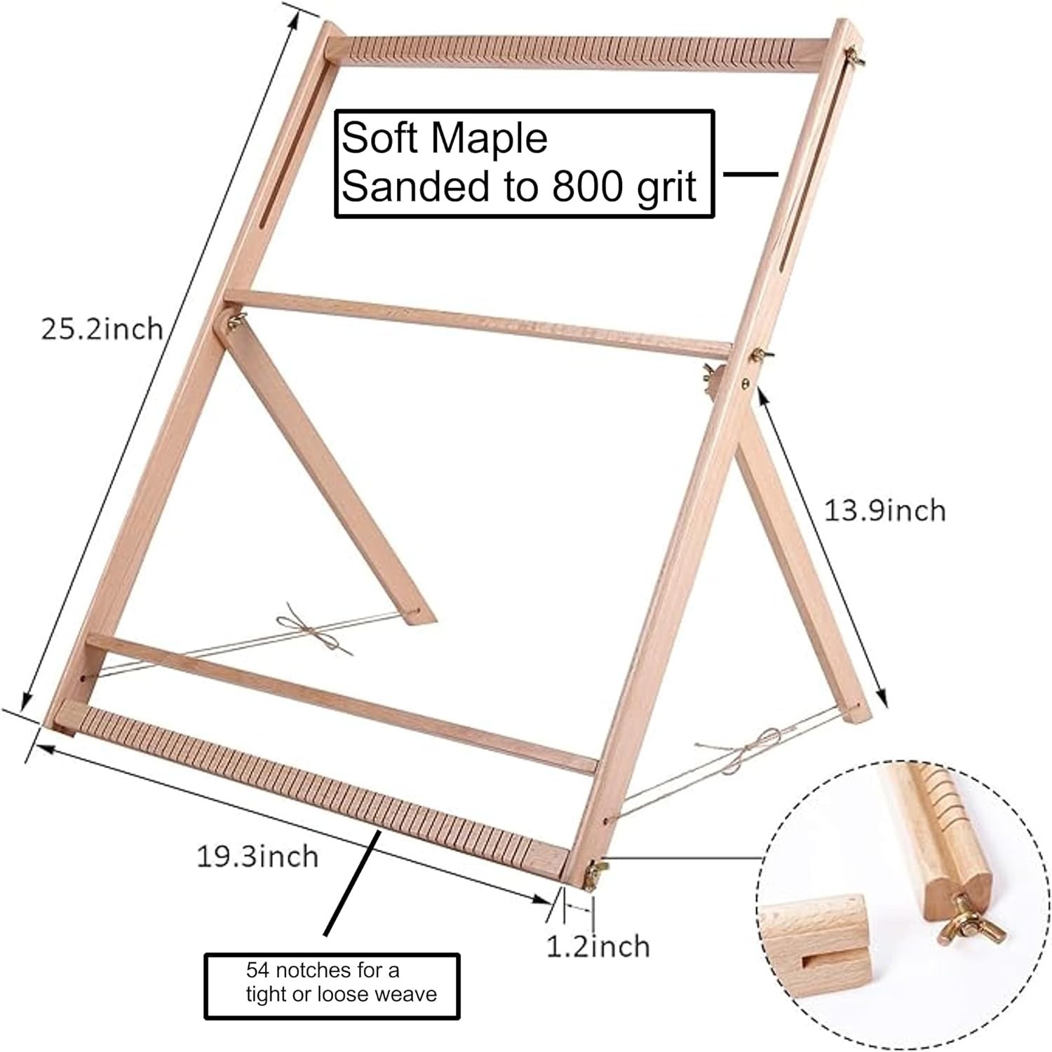 Solid Wood Table-top Weaving Loom, 25.2" H x 19.3" W Extra Large Frame, Solid...