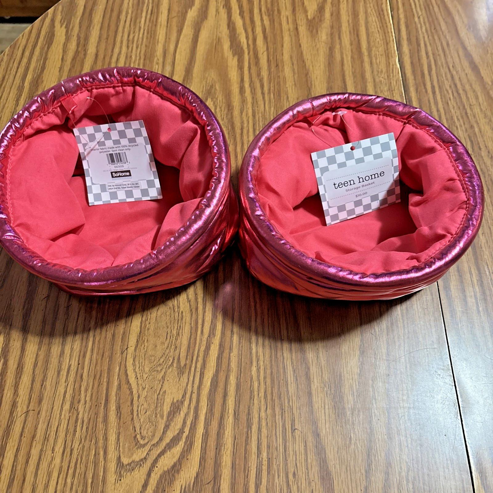 Lot of 2 Teen Home Storage Basket, Hot Pink, NWT