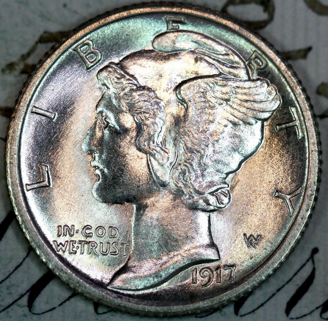1917-P FSB PRISTINE+ GEM BU MS MERCURY SILVER DIME DC197FROM MATTHEWS HOARD