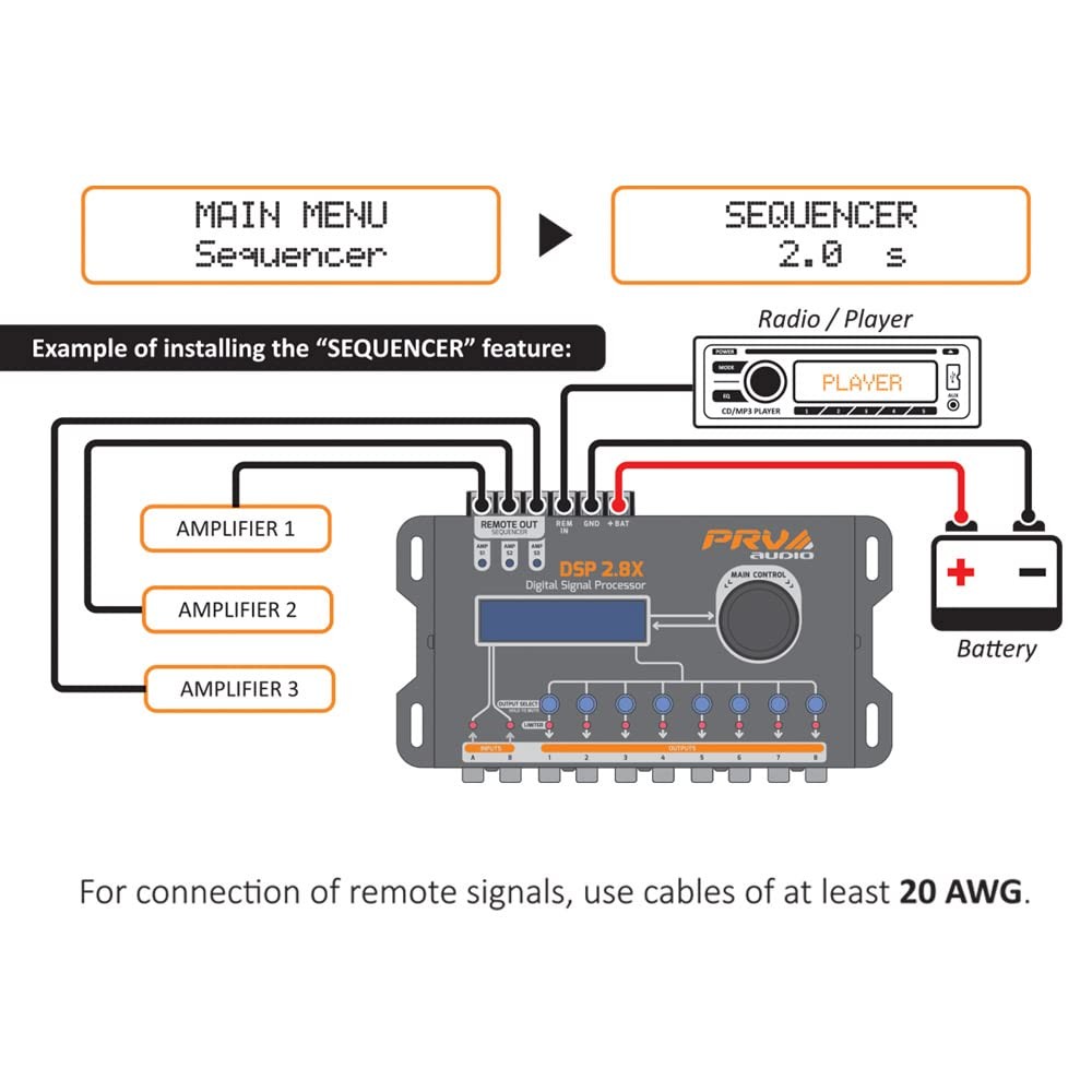 Car Audio DSP 2.8X Digital Crossover and Equalizer 8 Channel Full Digital Sig...