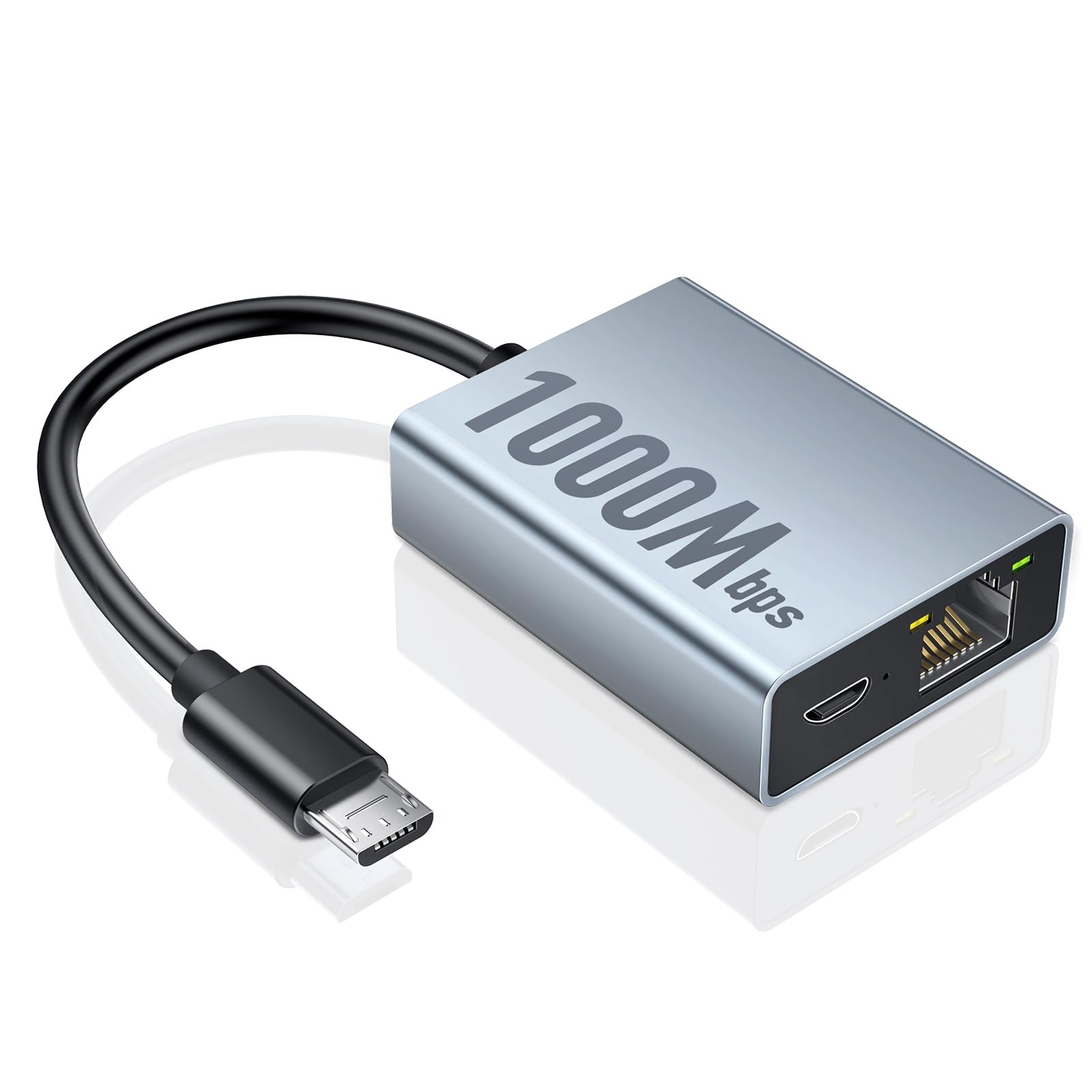 ZEXMTE 1000 Mbps Ethernet Adapter for Fire TV Micro USB 1000Mbps, Black