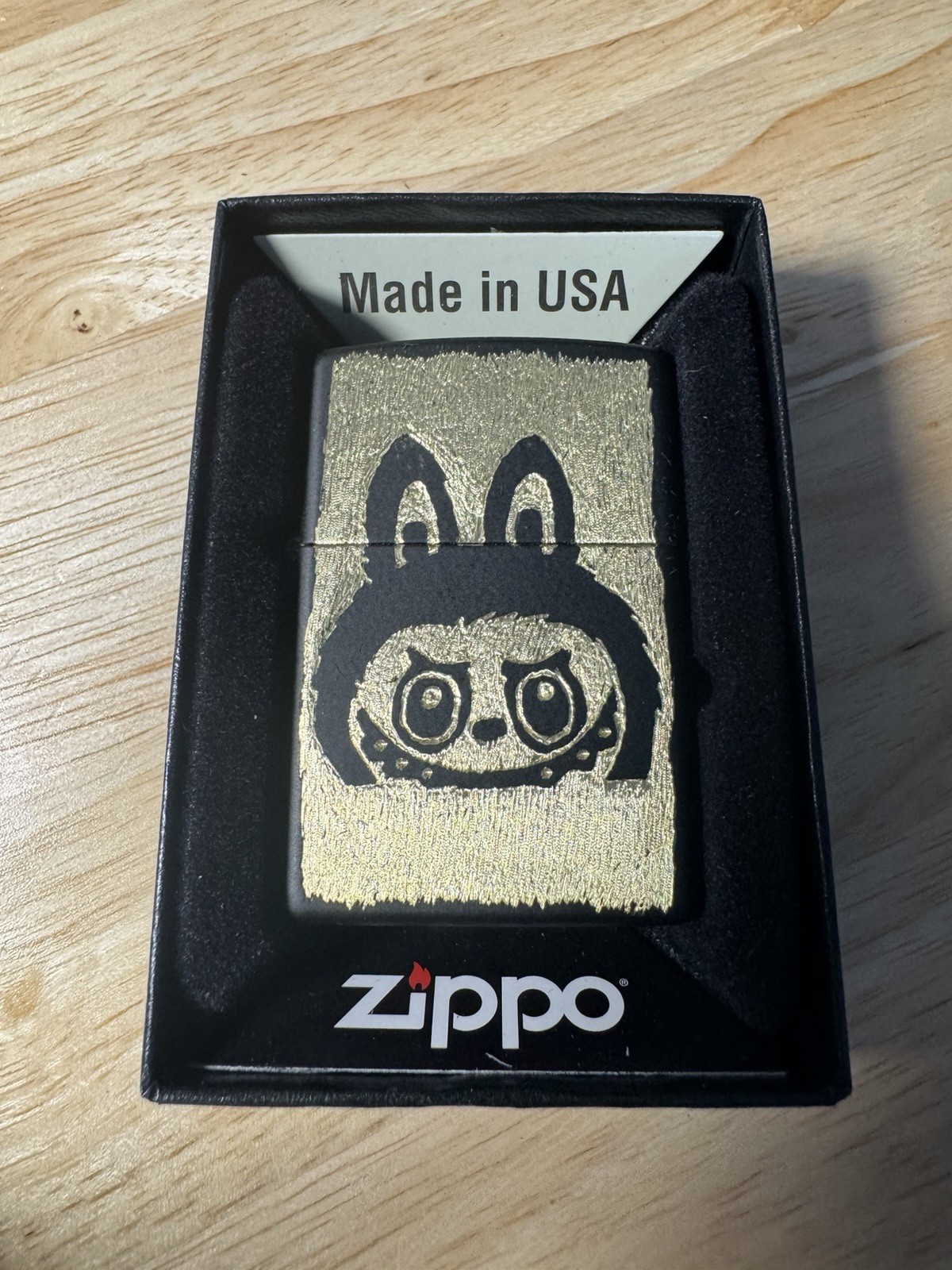 1-labubu Logo On A Black Zippo Lighter