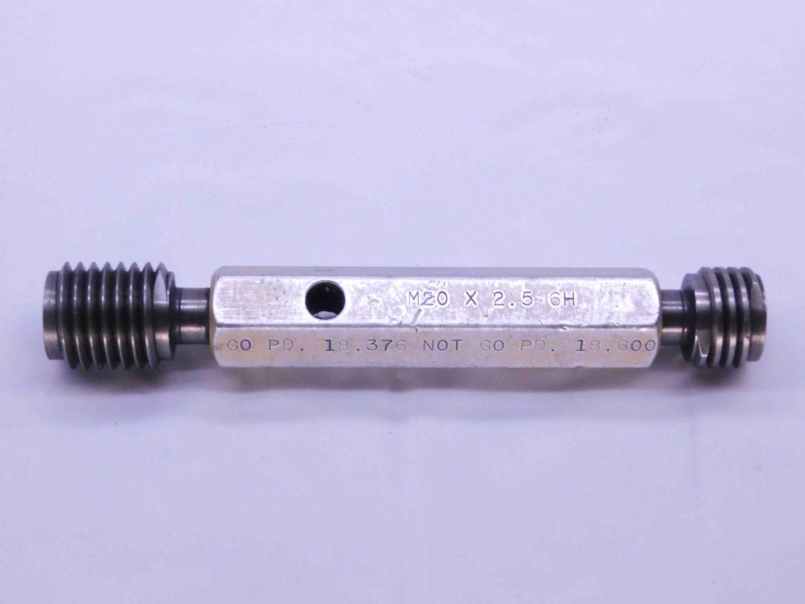 M20 X 2.5 6H METRIC THREAD PLUG GAGE 20 GO NO GO P.D.'S = 18.376 & 18.600 CHECK