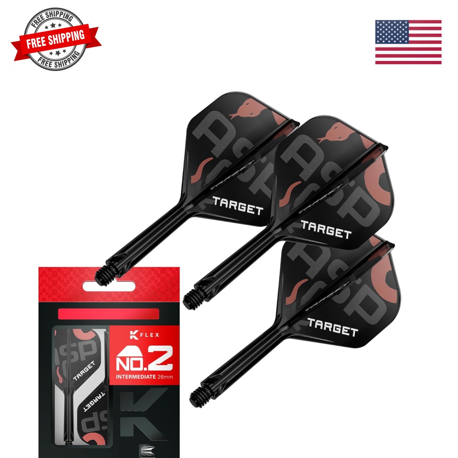Nathan Aspinall K Flex Flights and Shaft System, No.2 | Pack of 3 Kflex All i...