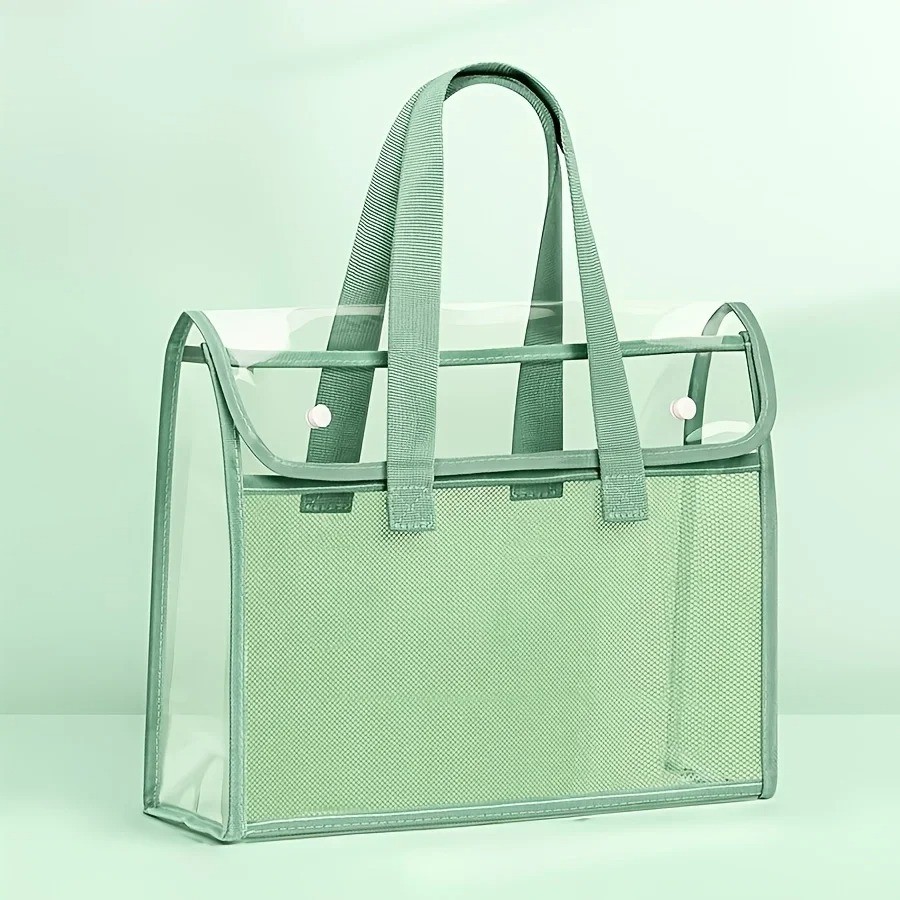 Large Capacity Transparent Waterproof Handheld File Folder Expandable Bag