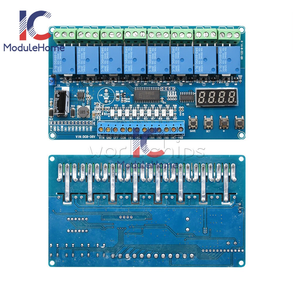 DC8-36V 8 Channel Multi-function Optocoupler LED Time Delay Relay Module New