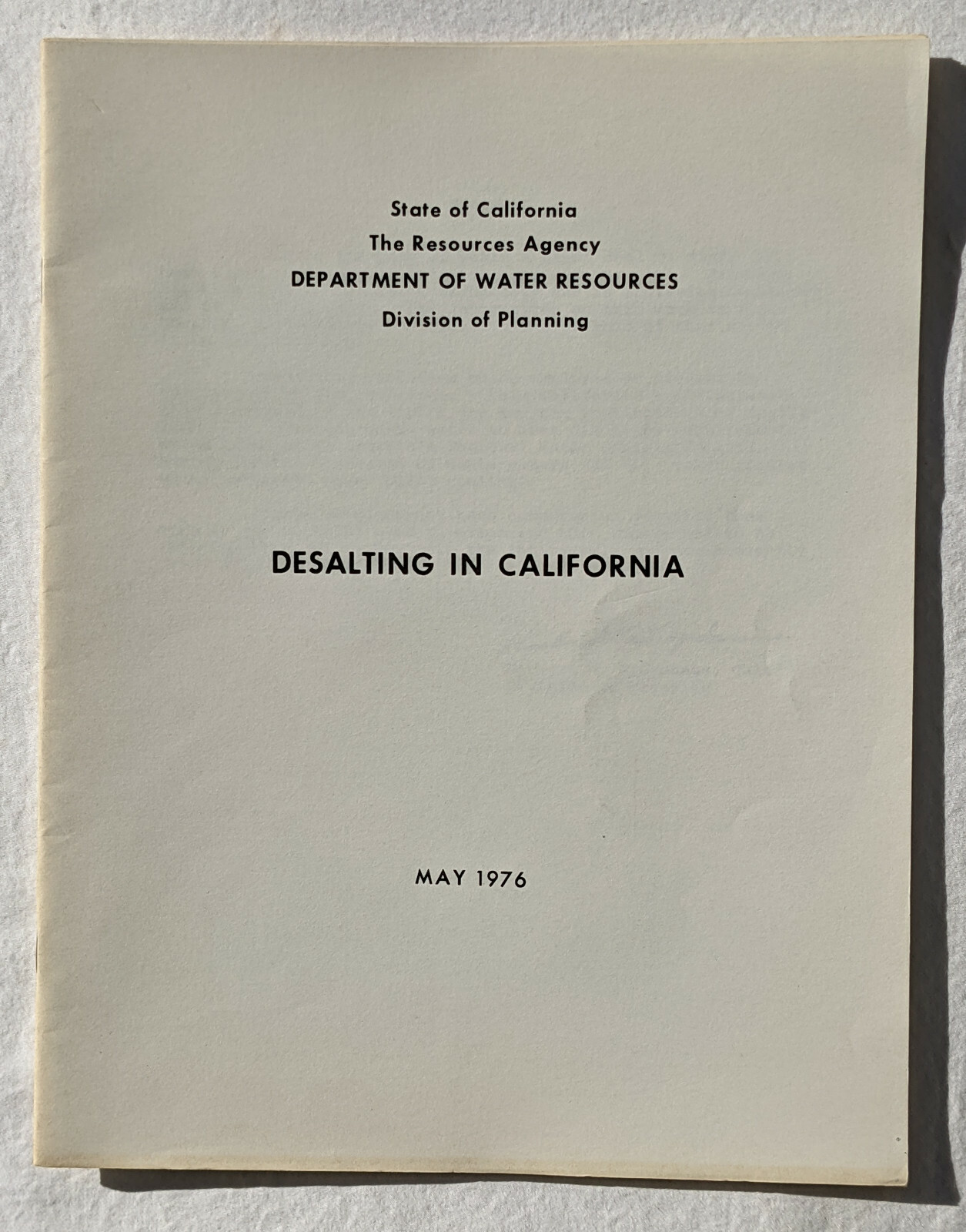 "Desalting in California" State of CA Dept Water Resources 1976 Desalination