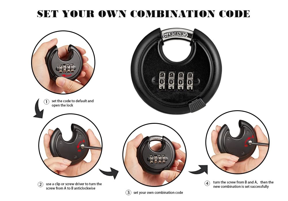 Wulalack 70Mm Weatherproof Combination Lock Disc Padlock Combination 4