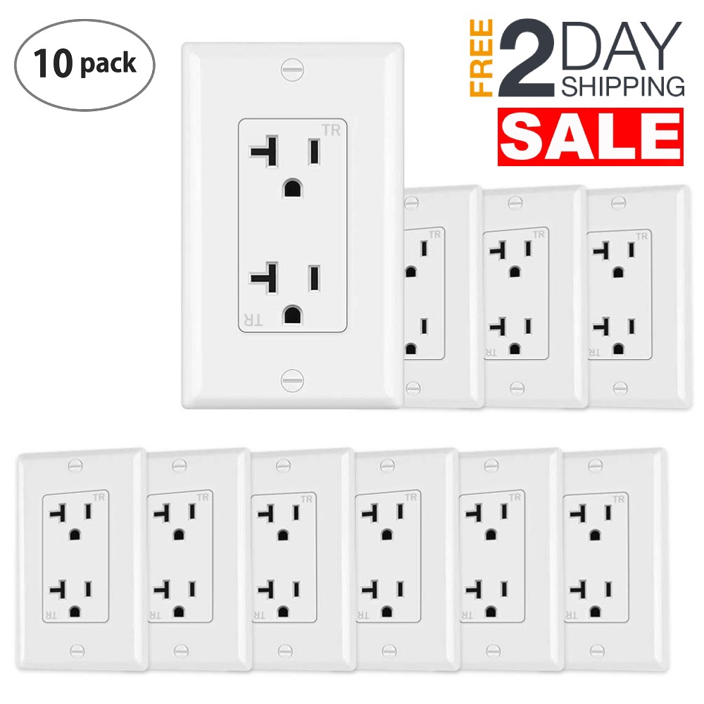 10 Toma Corriente De Pared Moderno 20 AMP 125V Decorativa Para Casa Interior Set