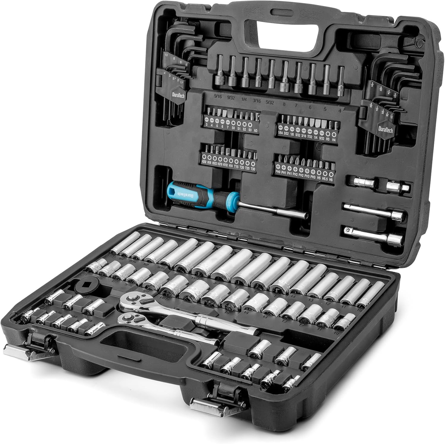 121-Piece Mechanics Tool Kits, Include Sae/Metric Sockets Set, 72-Tooth Drive Ra