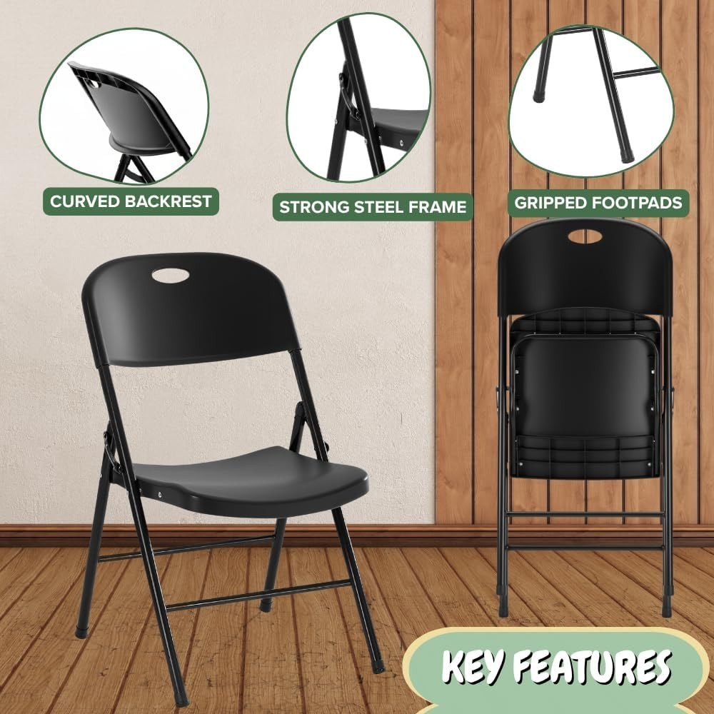 1, 2, 4, 8-Pack of Heavy Duty Foldable Plastic Chair for Events, Party, Weddings