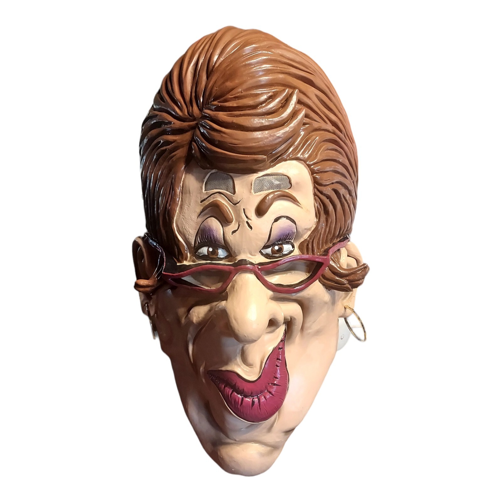 Karen Halloween Adult Latex Mask Costume Pouty Lips Glasses Earrings Judgey Face