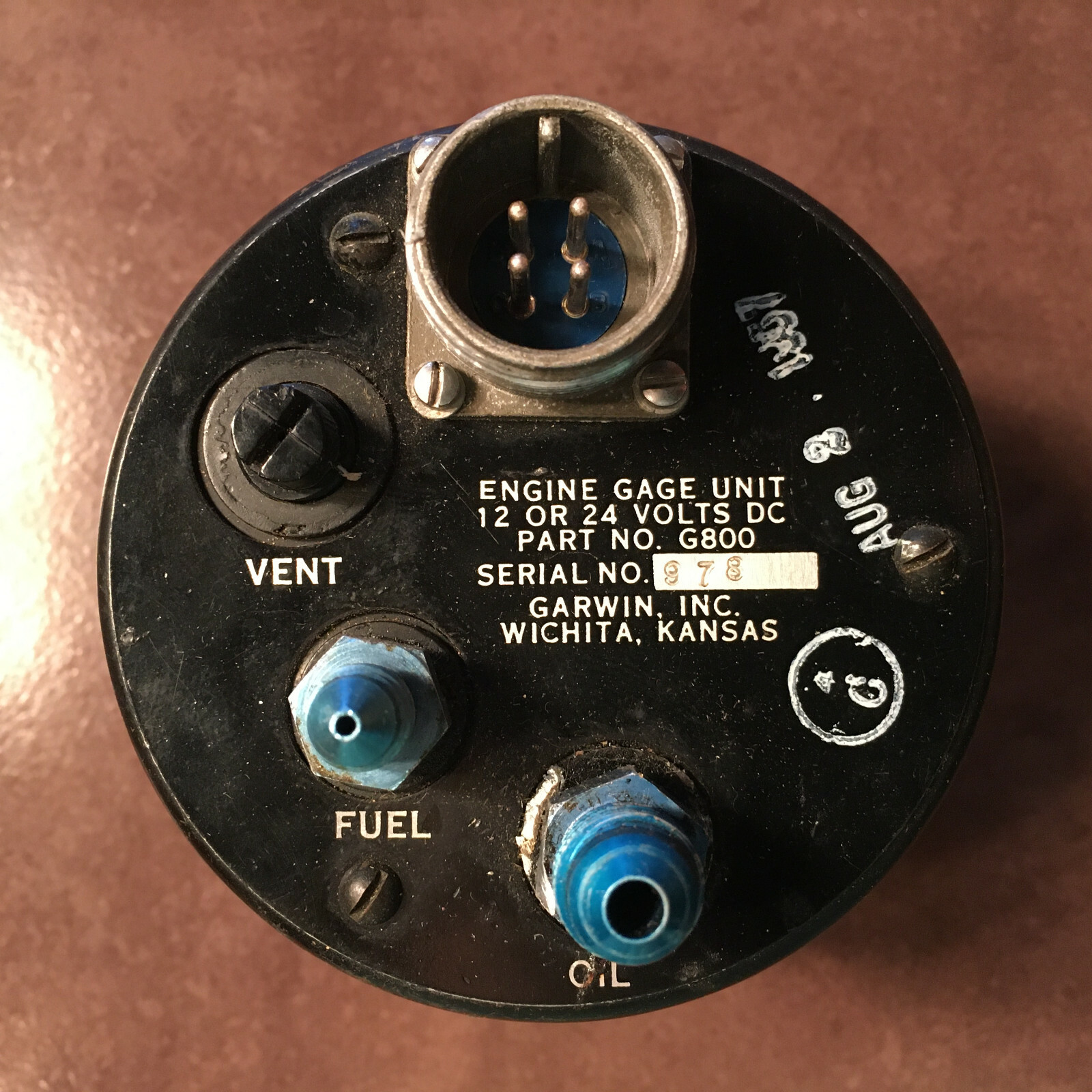 Garwin Engine Triple Gague, 12 or 24volt, pn-G800