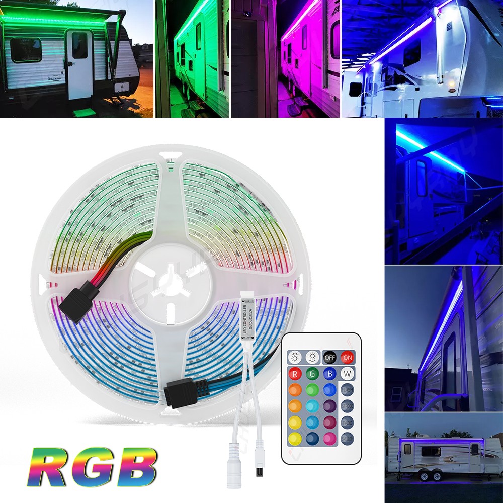 RV Marine Boat 18 Feet Flexible RGB Led Strip Tape Lights 18 AWG 5M Backing