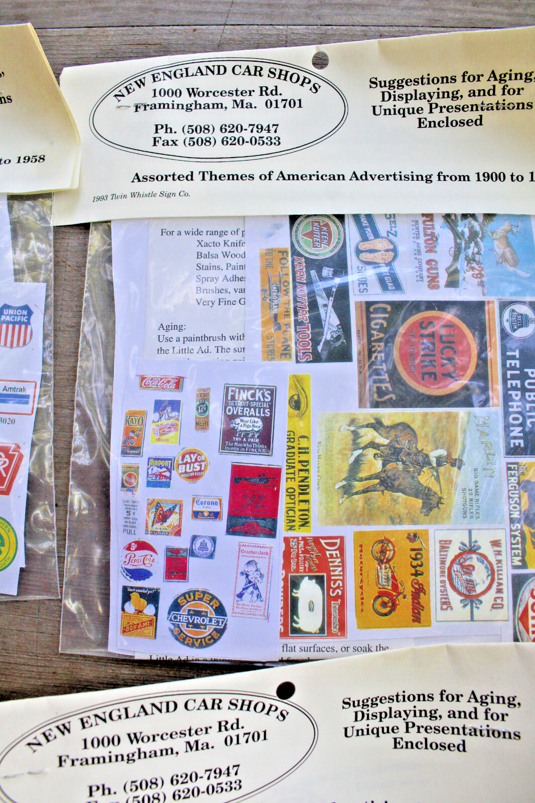 9 Packs of Vintage Little Ads Posters & Billboards for O Scale