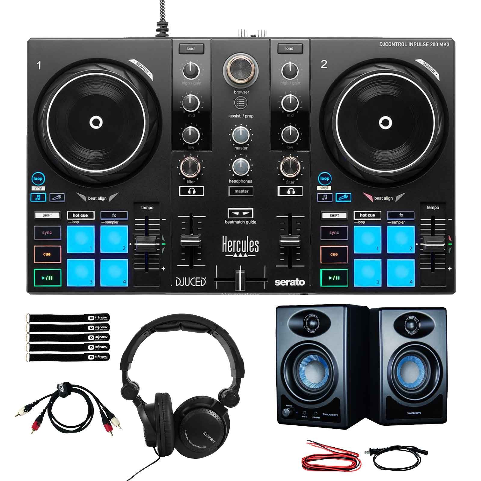 Hercules DJControl Inpulse 200 MK3 Controller with Desktop Monitors