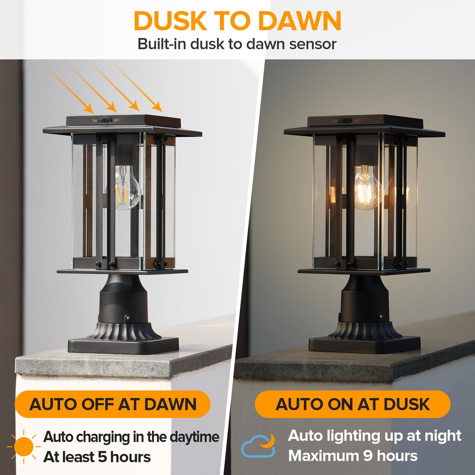 Lutec Solar Post Light 200 Lumens Waterproof