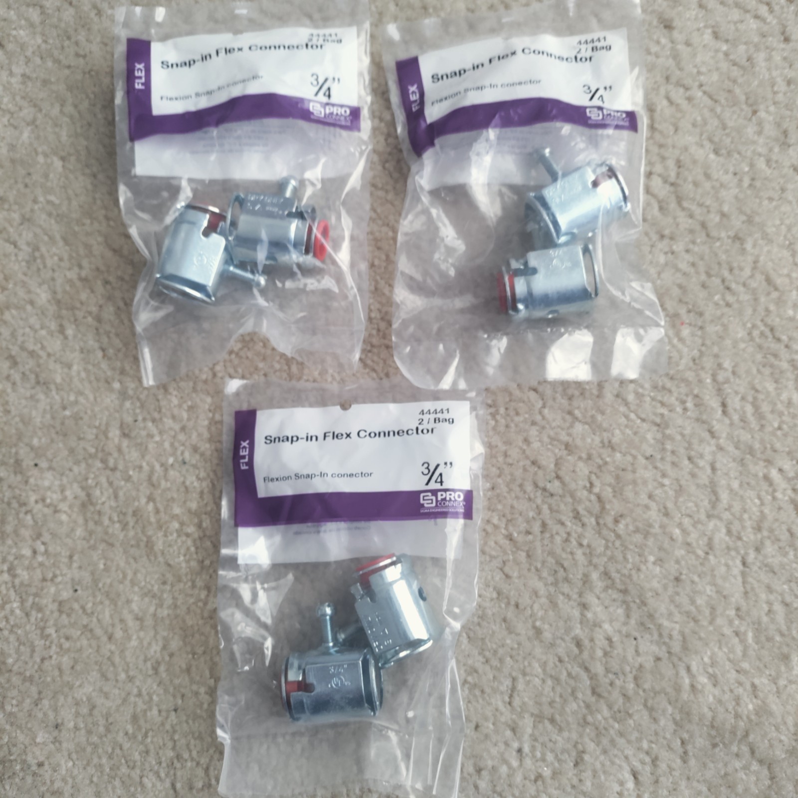 (3) 2-Packs Sigma ProConnex 44441 3/4-in Flexible Steel Snap-in Connector NWT
