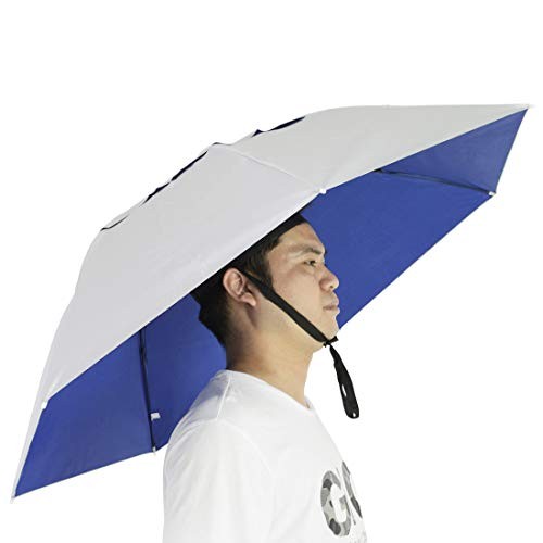 Fishing Umbrella Hat Folding Adjustable Sun Rain Cap, 37.4”Oversize Hands