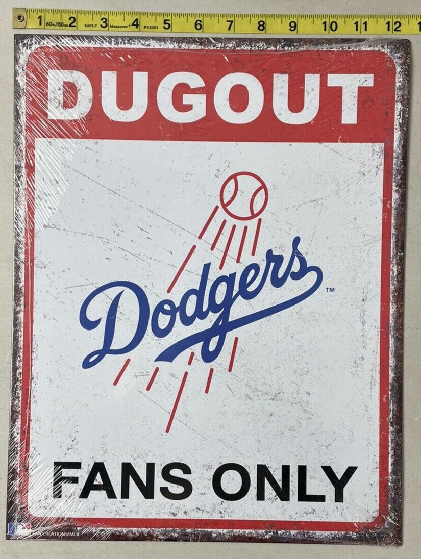 Los Angeles L.A. Dodgers Dugout Fans Only Tin Sign Bar Garage Man Cave 16 X 12.5