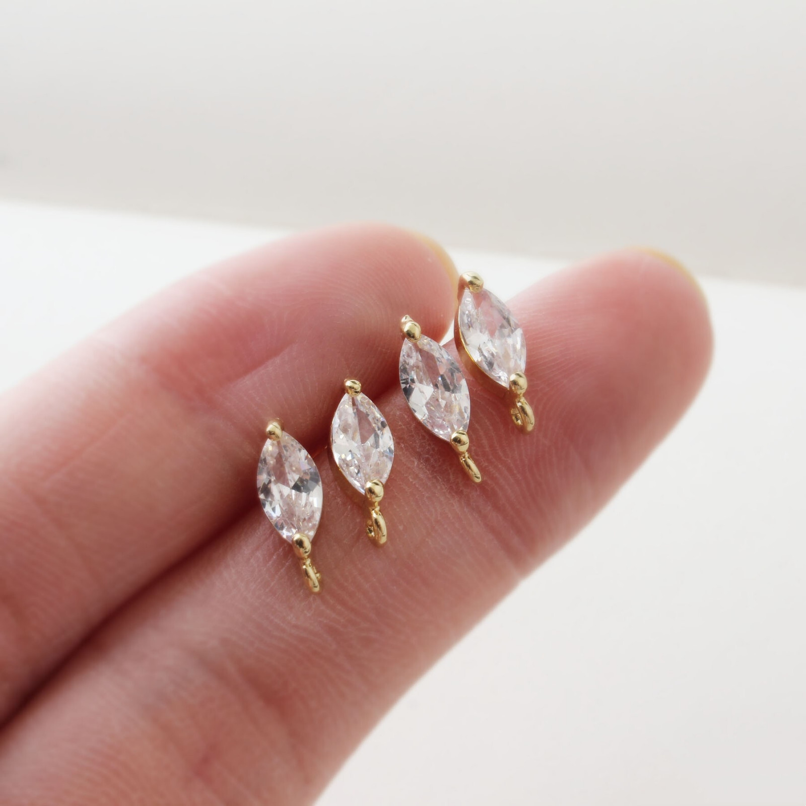 6pcs Zircon Horse Eye Stud Earring,Oval Crystal Earring,Horse Eye Ear Post