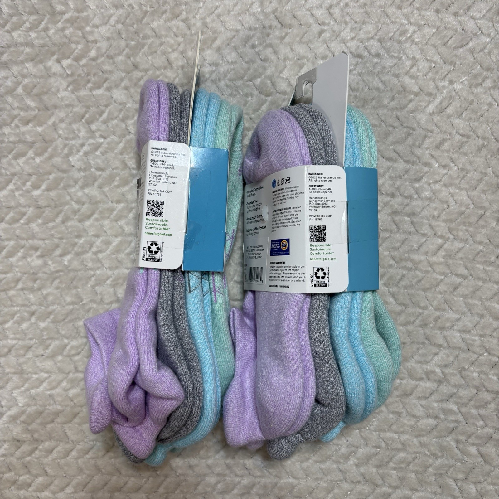 Women’s Hanes Absolute Active No Show Tab Socks 8pr Size 5-9 Multicolor