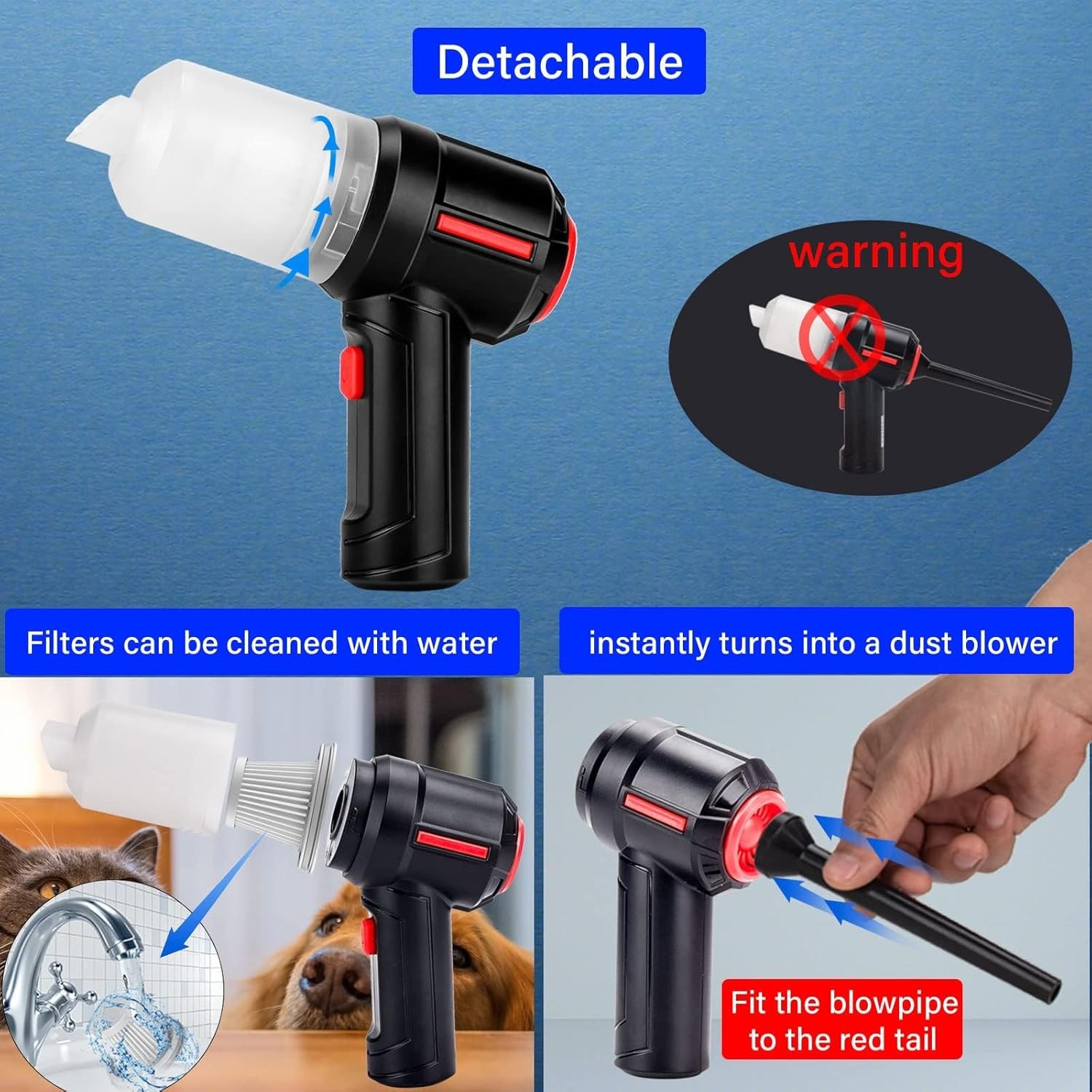 Air Duster - Computer Vacuum Cleaner - for Keyboard Cleaning- Cordless Black