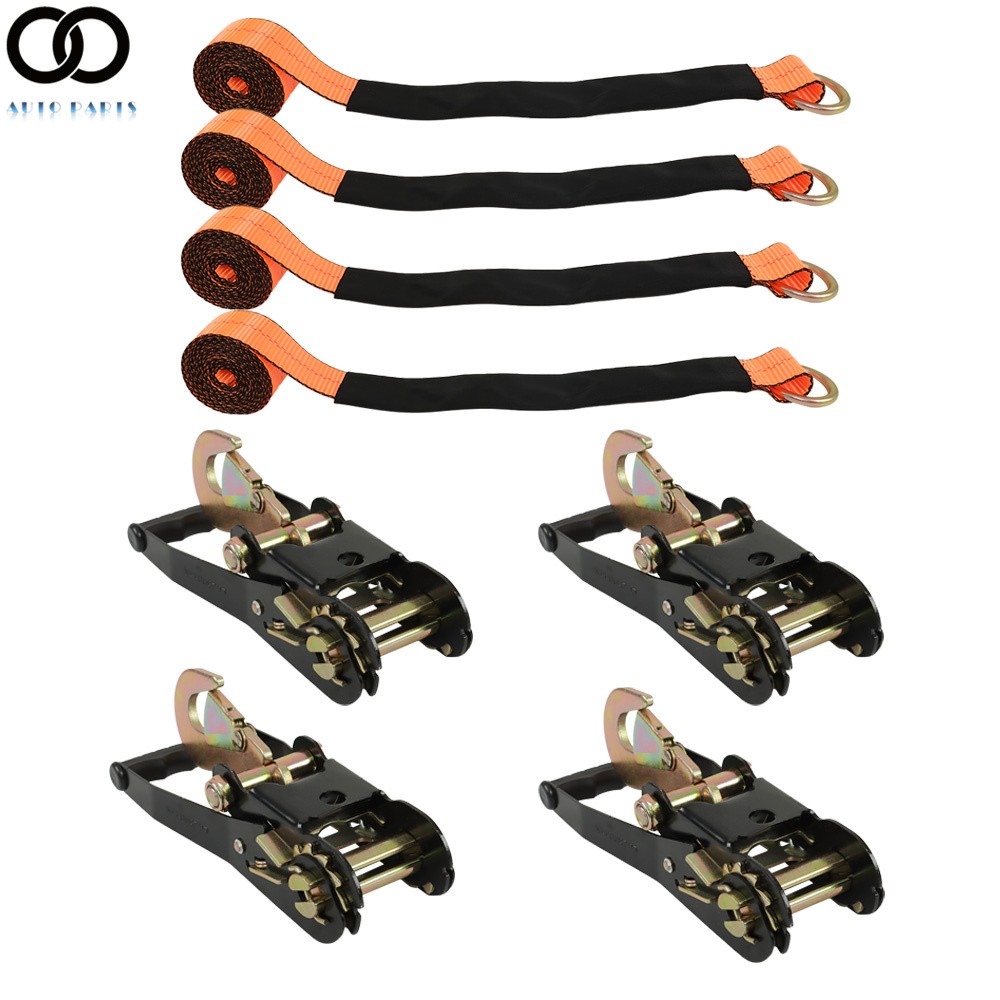 2 " x 96 " - 4 Pack - 3,300 Pound Safe Working Load Car Tie Down with Snap Hooks
