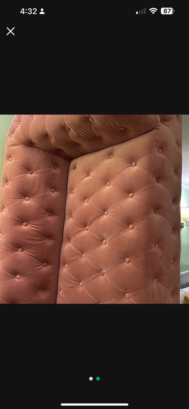 Pink Velvet Tufted Couch, Think Barbie, Great for Sitting Room, Living Room
