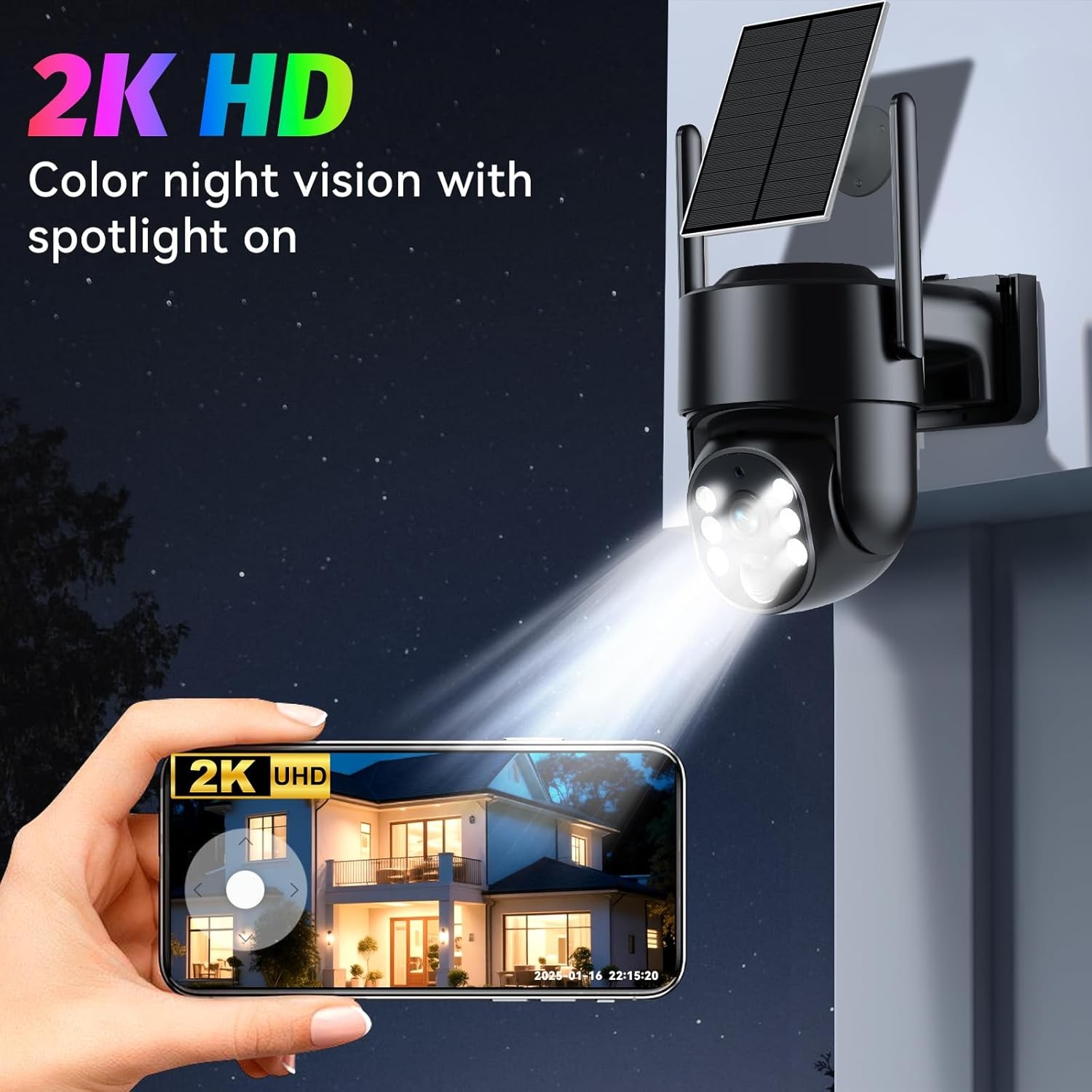 4G LTE Cellular Camera No WiFi Solar Powered Camera 2K Color Night Vision
