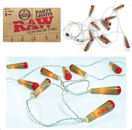 RAW Rolling Papers Cone PARTY LIGHTS/ USB powered/ 6 1/2' LONG/ 11 LIGHTS