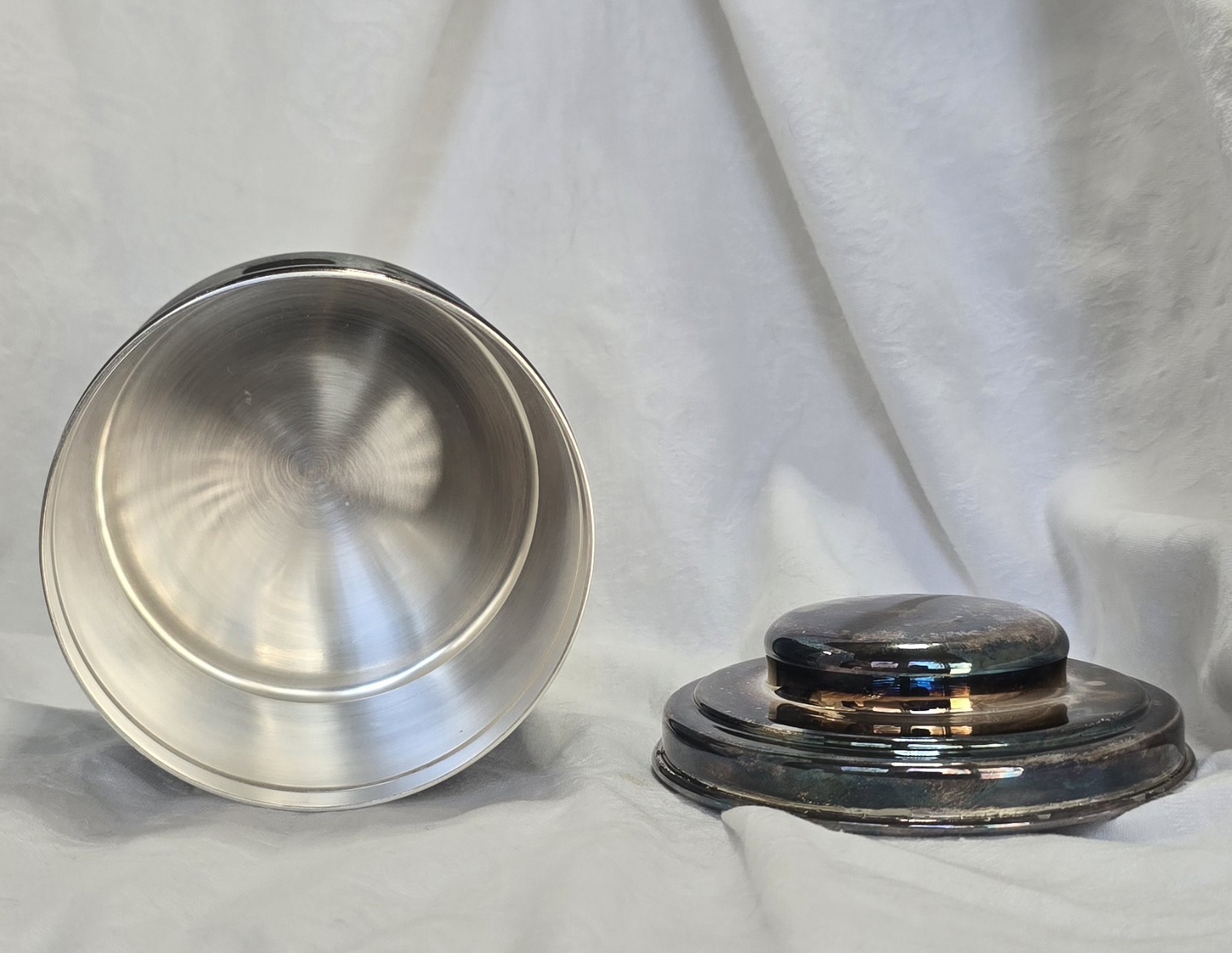 Iridescent Silver-Plated Coffee Canister