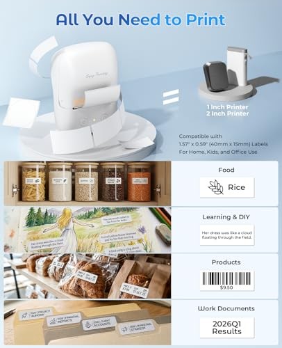 A421 Bluetooth Label Maker Machine, Portable Thermal Printer Barcodes [1 Roll]