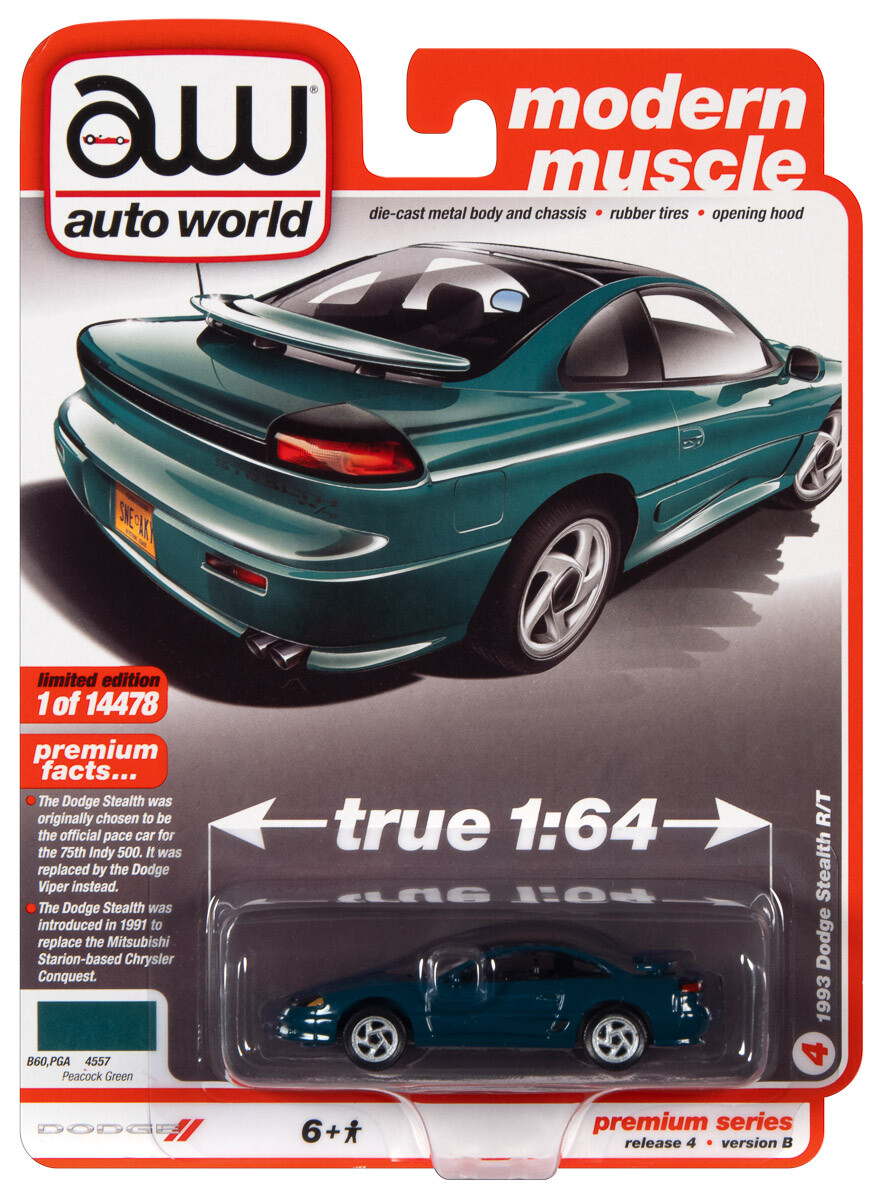 2021 AUTO WORLD 1:64 *PREMIUM 4B* PEACOCK GREEN 1993 Dodge Stealth R/T NIP!