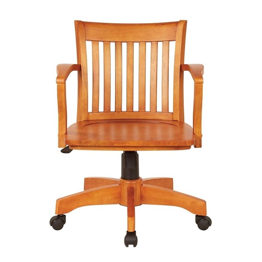 Bowery Hill Traditional Wood Bankers Office Chair in Fruit Brown
