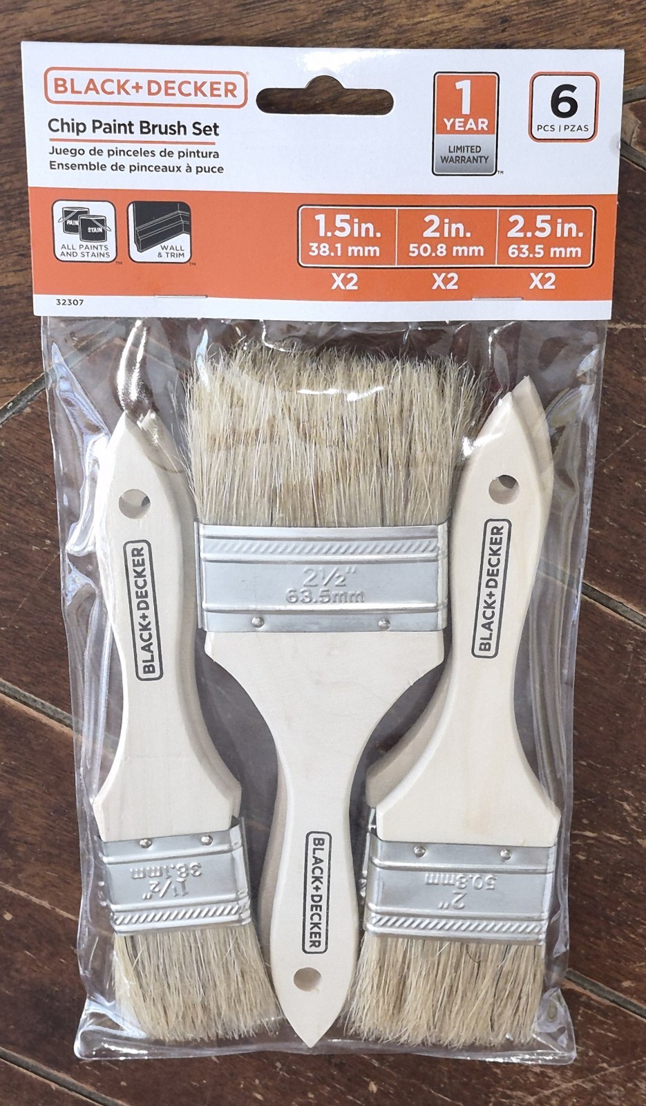 6pc Black & Decker Chip Paint Brush Set: 1.5", 2", 2.5" *All Paints & Stains*