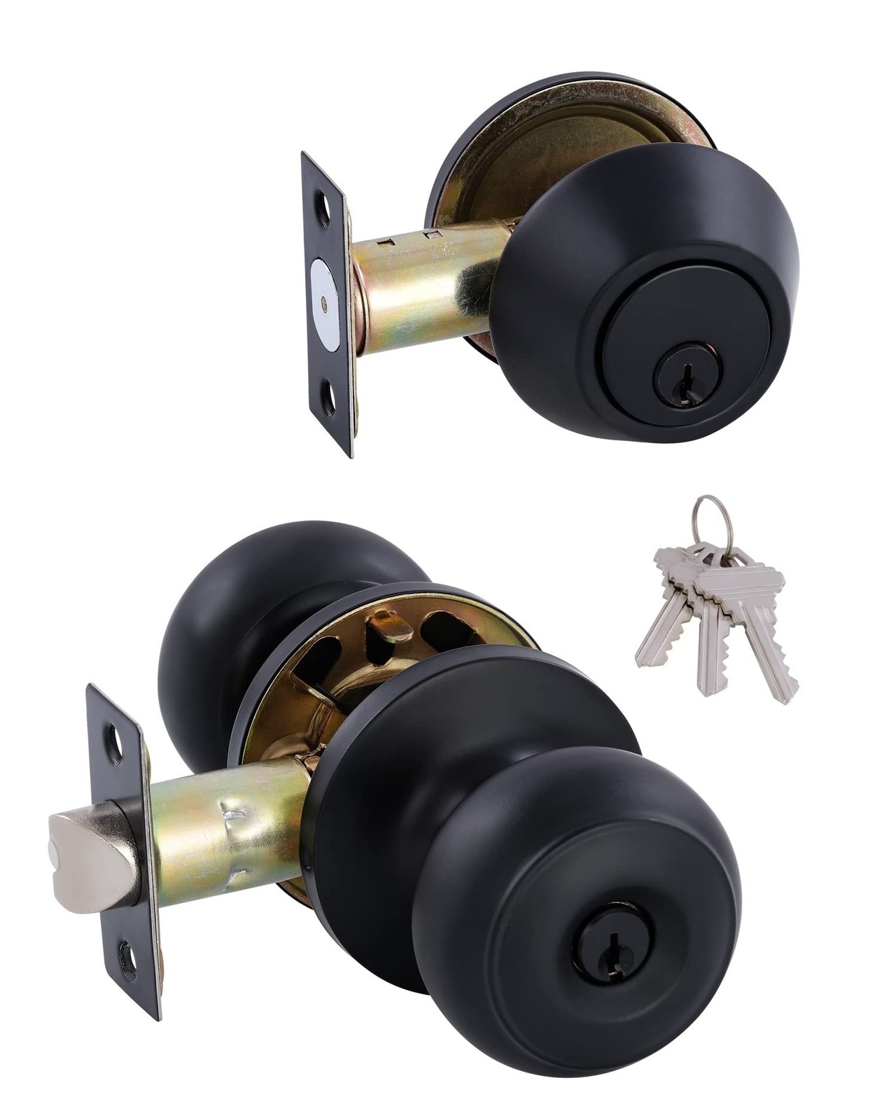 All Keyed Identical Deadbolt Door knob Single Cylinder Deadbolt Lock Combo Se...