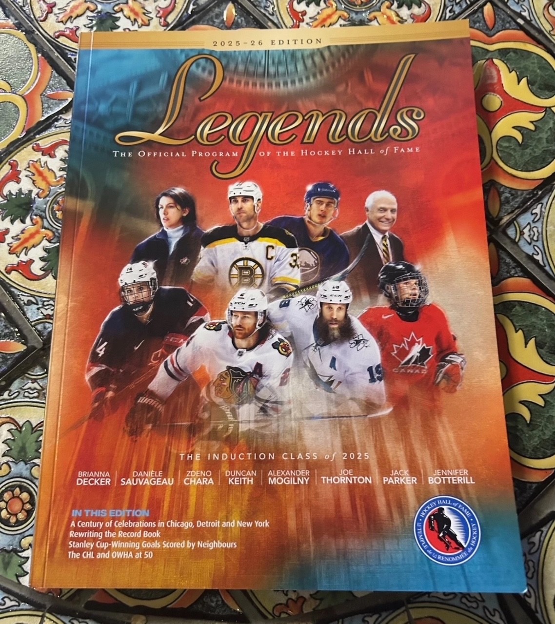 2025 Hockey Hall Of Fame Induction Weekend Program Thornton, Keith, Chara, Etc